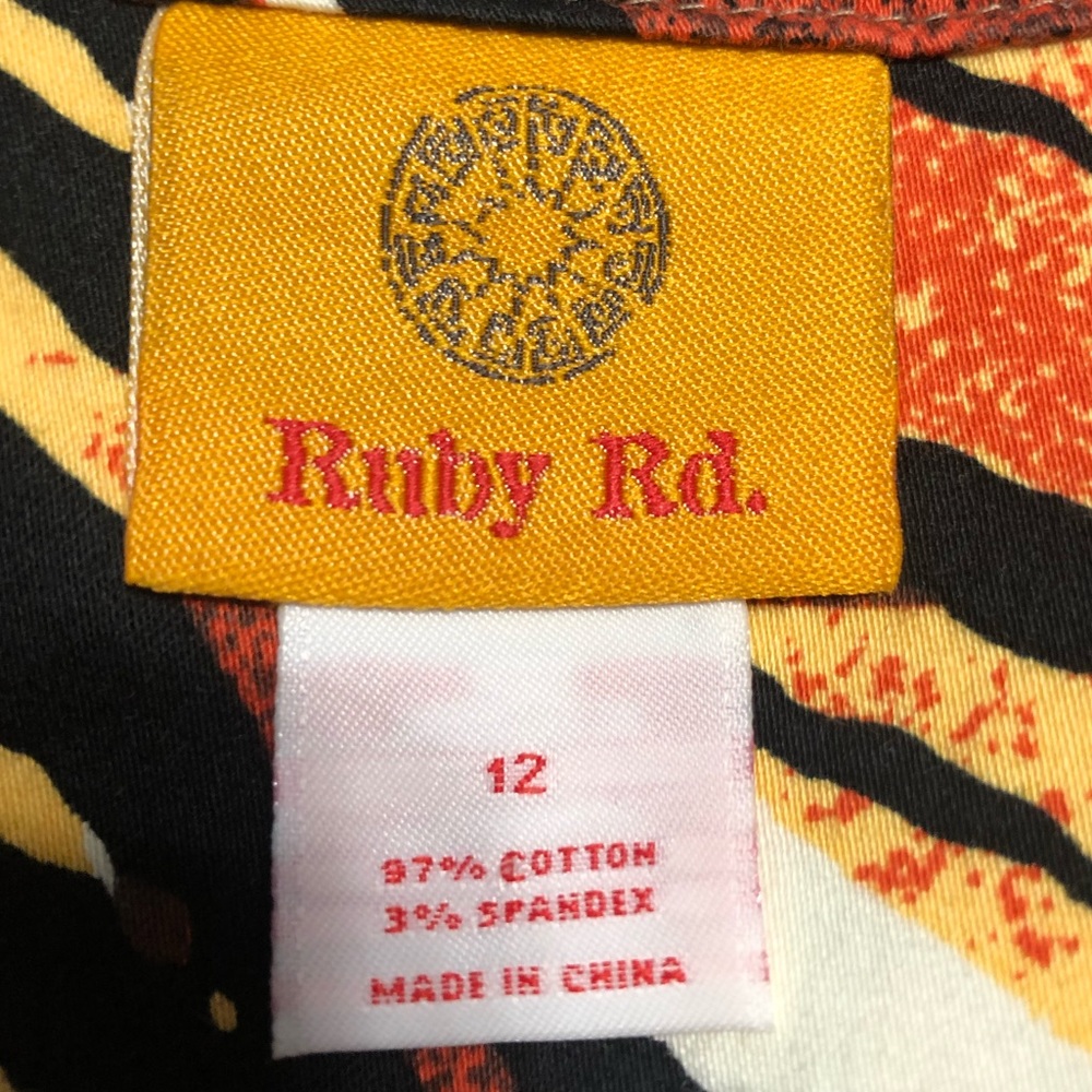 Ruby Rd. Orange Colorful Patterned Button Down Shirt 12 - Picture 5 of 5